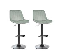 Beliani Lot de 2 Tabourets de Bar Cuisine Pivotante à Hauteur Ajustable en Velours Vert Menthe Dubrovnik
