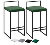 Lot de 2 tabourets de Bar de Cuisine, Coussin en Velours Doux, capacité de Charge de 440 LB, Tabouret Moderne pour comptoir de Bar de Cuisine, Vert, Hauteur d'assise 65 cm