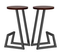 Lot de 2 tabourets de Bar de Hauteur comptoir, Tabouret Haut Bistrot Ronds en Bois Massif avec Repose-Pieds Confortable, chaises de Bar avec Pieds en métal épais pour îlot de Cuisine