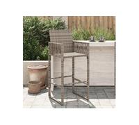 vidaXL Lot de 2 Tabourets de Bar de Jardin, Chaise de Pub, Siège de Bistrot, Meuble de Terrasse Balcon Patio Extérieur, Gris Résine Tressée
