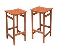 Lot de 2 tabourets de bar de jardin, en bois massif FSC, huilés, 75 x 42 cm, charge maximale : 100 kg, pour l'extérieur, sans dossier