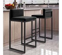Lot de 2 tabourets de bar de style industriel haut pour salle à manger et studio Noir Hauteur d'assise 65/75 cm Meubles modernes pour la maison et la cuisine