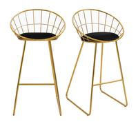 HOMCOM - tabouret de bar - Métal - 52.5x47x97cm - Or, Noir