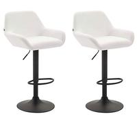 Lot De 2 Tabourets De Bar Design Braga Similicuir I Réglable en Hauteur I Chaise Haute De Bar avec Dossier Et Repose-Pied Ergonomique, Couleur:Blanc, Couleur du Cadre:Noir