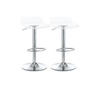 HOMCOM Lot de 2 tabourets de bar design contemporain assise acrylique et piètement métal pivotant 360°hauteur réglable avec repose-pieds