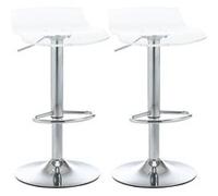 Lot de 2 tabourets de bar design contemporain assise acrylique et piètement métal - pivotant 360° - hauteur réglable avec repose-pieds - transparent Transparent G