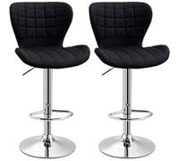 Lot de 2 tabouret de bar design contemporain hauteur d'assise réglable 59-81 cm pivotant 360° lin