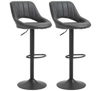 Lot De 2 Tabourets De Bar Design Contemporain Réglable Pivotant - Repose-Pied - Métal Pu Noir Noir
