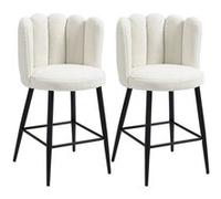 HOMCOM - Tabourets de bar - Tissu 100% polyester - 52x50x93cm - Blanc