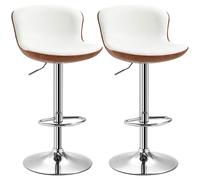 Lot De 2 Tabourets De Bar Design Réglable Pivotant Crème Aspect Bois Beige