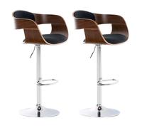 Lot de 2 tabourets de bar design scandinave en tissu noir et structure en bois couleur noyer 10_0004248
