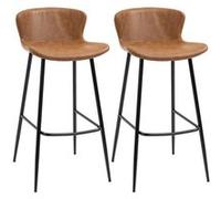 HomCom – Lot de 2 tabourets de bar design vintage – Similicuir, repose-pieds acier – Marron
