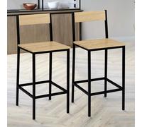 IDMarket - Tabourets de bar Detroit - Avec dossier, design industriel - Lot de 2