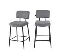 Lot de 2 tabourets de bar EKO en velours côtelé gris
