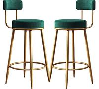 Lot de 2 tabourets de bar élégants et créatifs modernes rembourrés avec cadre en métal, pieds dorés légers et luxueux, meubles en tissu pour salon, salle à manger (doré, 65 cm)