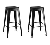 Lot de 2 Tabourets de Bar Empilables Repose-pieds Poufs Noir Métal vidaXL