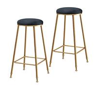 Lot de 2 tabourets de bar empilables en métal pour intérieur moderne en velours avec dessus rond - 65/75 cm