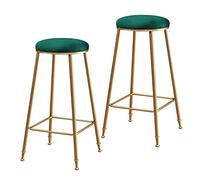 Lot de 2 tabourets de bar empilables en métal pour intérieur moderne en velours avec dessus rond - 65/75 cm