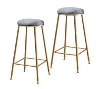 Lot de 2 tabourets de bar empilables en métal pour intérieur moderne en velours avec dessus rond - 65/75 cm