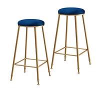 Lot de 2 tabourets de bar empilables en métal pour intérieur moderne en velours avec dessus rond - 65/75 cm