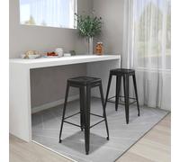 Lot de 2 Tabourets de Bar Empilables Repose-pieds Poufs Noir Métal vidaXL