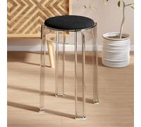 Lot de 2 tabourets de bar empilables ronds en acrylique transparent, design doux et compact pour réunions de famille, bar de petit déjeuner, réunions, tabouret de prière