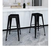 Lot de 2 tabourets de bar, en acier, vidaXL, Noir, 43 x 43 x 76 cm
