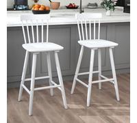 Lot de 2 tabourets de bar en bois avec dossier Windsor, parfaits pour la cuisine de campagne ou la salle à manger
