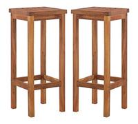 Lot de 2 tabourets de bar en bois massif d'acacia pour comptoir de bar, bar, bar, bar, bar, cuisine, montage facile