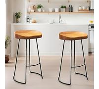 Lot de 2 tabourets de bar en bois massif de 74,9 cm de hauteur, chaises de cuisine au design moderne avec repose-pieds pour petit déjeuner, coin salle à manger, salon