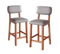 Lot de 2 tabourets de Bar en Cuir PU avec Dossier et Repose-Pieds, chaises insulaires Modernes du Milieu du siècle for Cuisine, Restaurant, café(Grey,Height 73cm)