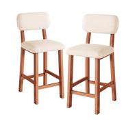 Lot de 2 tabourets de Bar en Cuir PU avec Dossier et Repose-Pieds, chaises insulaires Modernes du Milieu du siècle for Cuisine, Restaurant, café(White,Height 73cm)