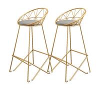 Lot de 2 tabourets de Bar en Cuir synthétique avec Dossier en Maille et élégant Dossier en métal, Tabouret de Bar doré pour la Maison, Hauteur d'assise 75 cm, n° 1