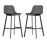 Lot de 2 tabourets de bar en cuir synthétique pour îlot de cuisine, dossier bas, pieds et repose-pieds en métal, capacité de 150 kg
