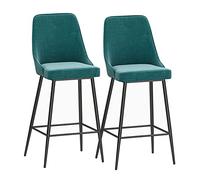 Lot de 2 tabourets de Bar en métal avec Dossier Haut, Tabouret de Bar en Velours, Repose-Pieds en métal, chaises de Ferme, tabourets de Salle à Manger pour Cuisine, Bistro, pub, sa