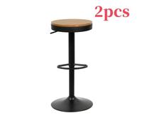 Lot de 2 Tabourets de bar en planches rondes MaestroHa - Noir - Réglable en hauteur - Métal