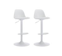 Lot de 2 tabourets de bar en polypropylène et métal - Hauteur réglable - Blanc - XAFY