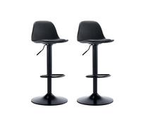 Lot de 2 tabourets de bar en polypropylène et métal - Hauteur réglable - Noir - XAFY