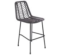 Happy Garden Tabourets de bar Oka Noir – Lot de 2, rotin synthétique, dossier et repose-pieds