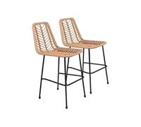 Happy Garden Tabourets de bar OKA – rotin synthétique avec repose-pieds – lot de 2 marron