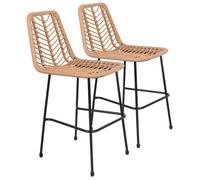 Lot De 2 Tabourets De Bar En Rotin Synthétique Oka Marron