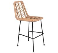 Happy Garden Tabourets de bar OKA – rotin synthétique avec repose-pieds – lot de 2 marron