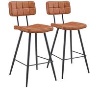 Happy Garden Lot de 2 tabourets de Bar Fernand en Simili Cognac avec Repose-Pieds, Rembourrage Mousse, Pieds en Fer Noir - Apporte Une Touche rétro et sophistiquée à Votre intérieur.