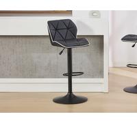 Lot de 2 tabourets de bar en simili et acier - Hauteur réglable - Noir - CALVIN
