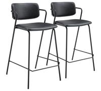 Lot De 2 Tabourets De Bar En Simili Noir Léon Noir