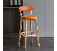 Lot de 2 tabourets de bar en similicuir noir avec assise rembourrée, pieds hauts en bois et repose-pieds, idéal pour les îlots de cuisine et la salle à manger, élégants et confortables (ensemble oran