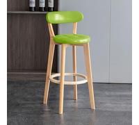 Lot de 2 tabourets de bar en similicuir noir avec assise rembourrée, pieds hauts en bois et repose-pieds, idéal pour les îlots de cuisine et la salle à manger, élégants et confortables (Vert 1 lot de