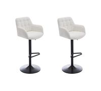 Lot de 2 tabourets de bar en tissu bouclette et métal noir - Hauteur réglable - Blanc - PEGA de