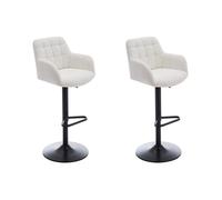 Lot de 2 tabourets de bar en tissu bouclette et métal noir - Hauteur réglable - Blanc - PEGA de Pascal MORABITO
