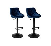 Lot De 2 Tabourets De Bar En Velours Bleu Robin Bleu